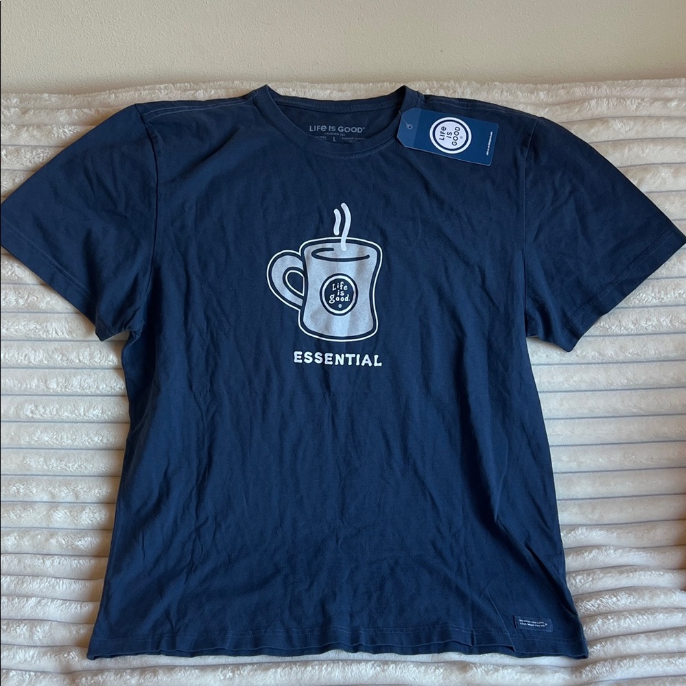 Life Is Good Dark Blue Coffee Graphic Tee